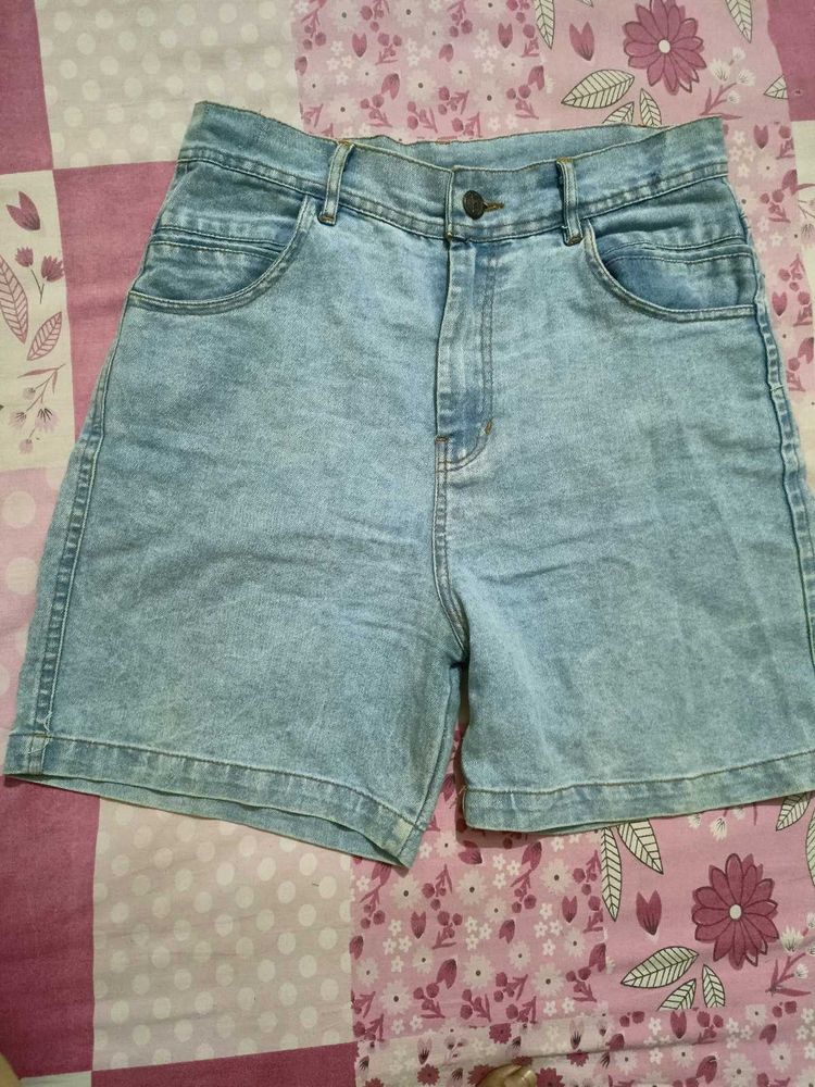Acid Wash Denim Shorts