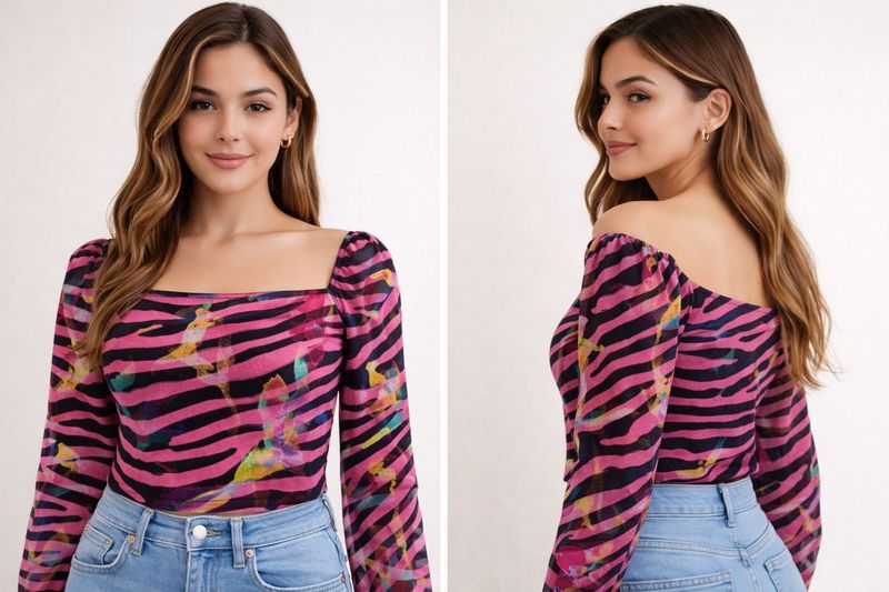 Zebra Print Long Sleeve Top