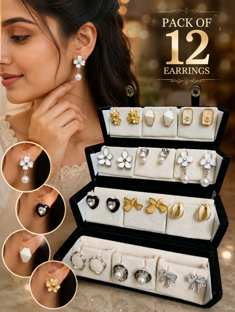 Pack of 12 Elegant Earrings Set
