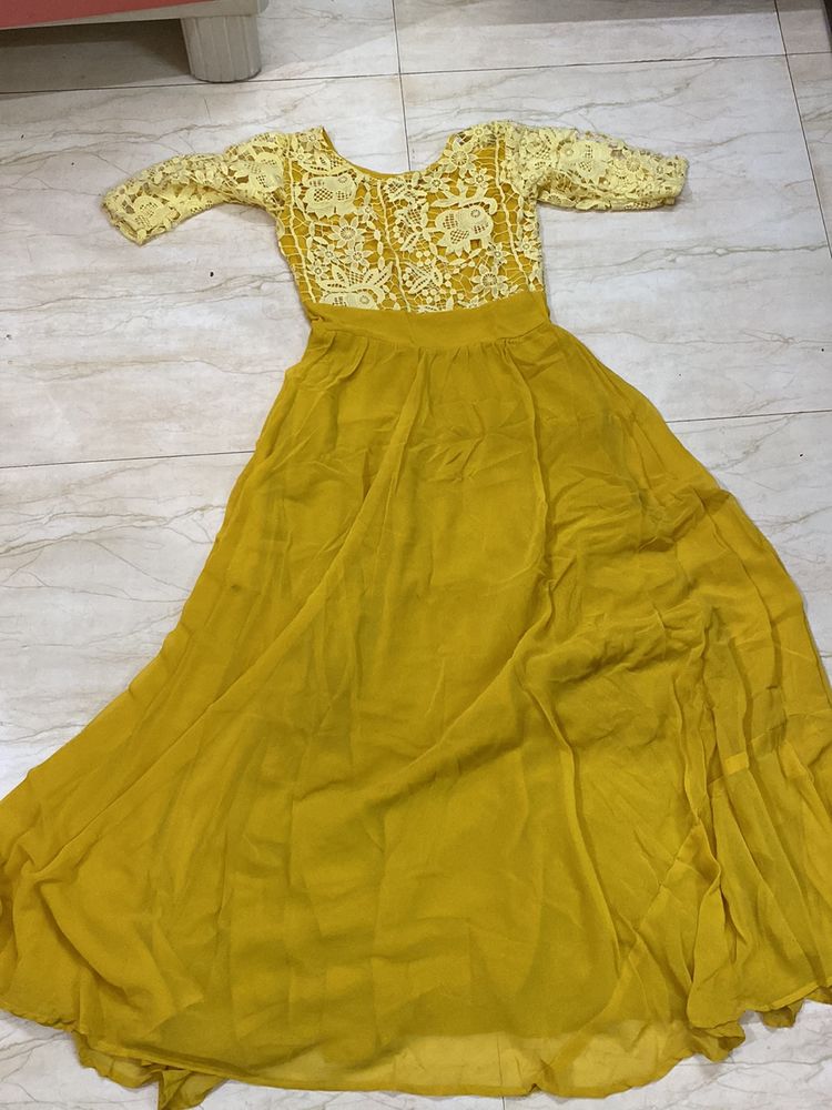 Yellow Gown With Lace