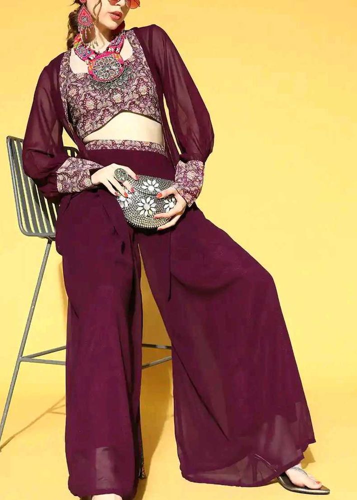 Embroidered Kurta Set with Palazzo - New