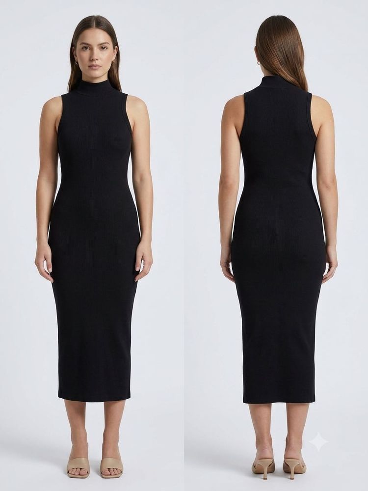 ZARA Sleeveless Turtle Neck Midi Dress