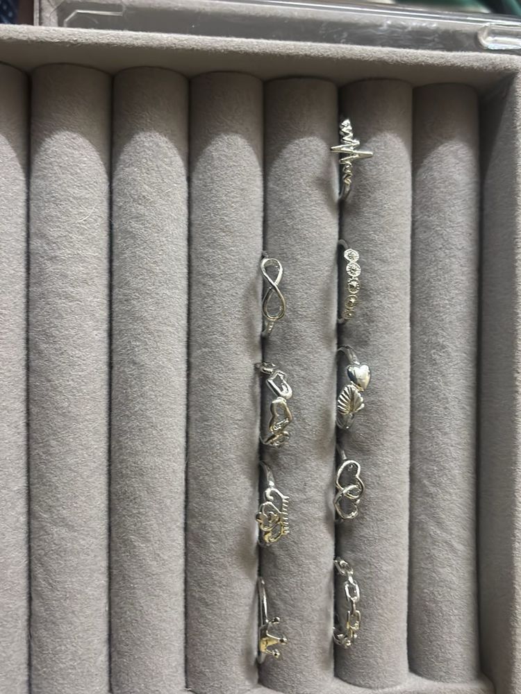 Cute Silver Tone Ring Set of 9