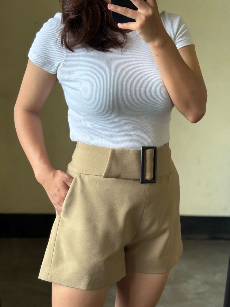 Stylish High-Waisted Belted Shorts