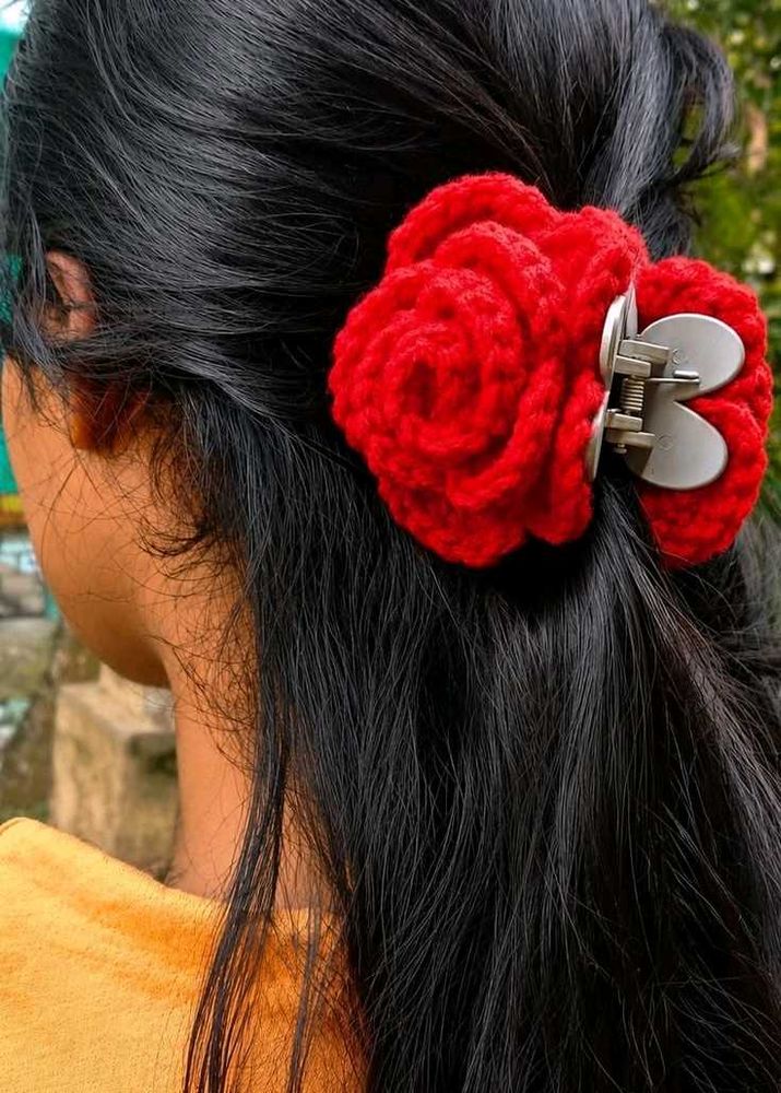 Red Rose Hair Claw Clip