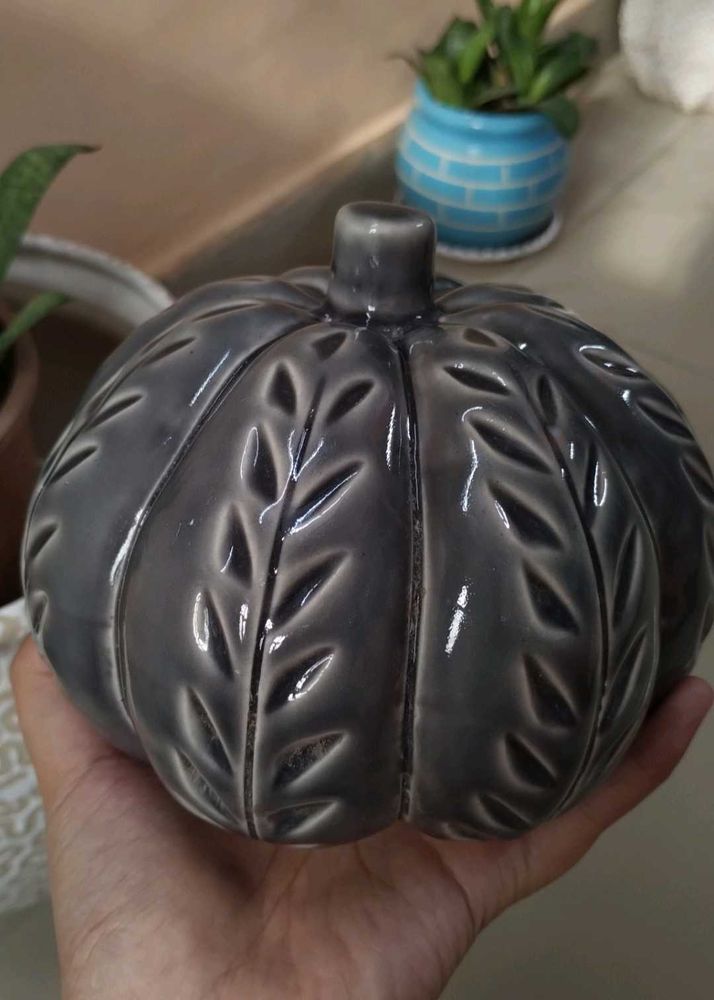 Grey Ceramic Pumpkin Decor