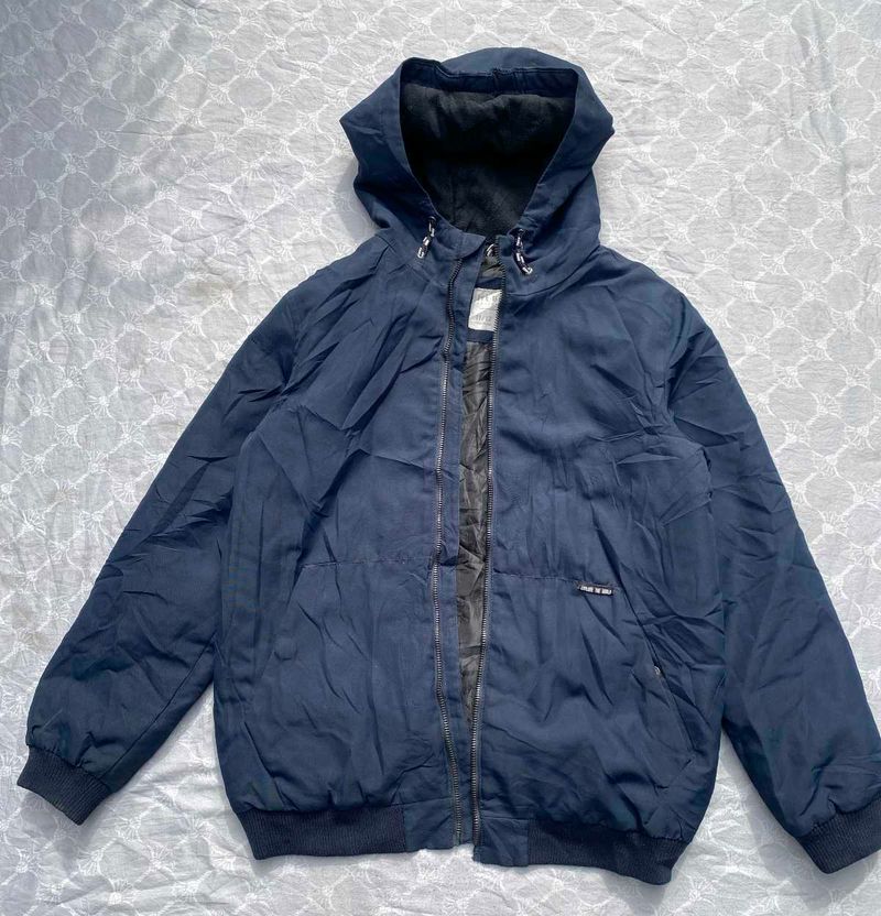 Navy Blue Hooded Jacket