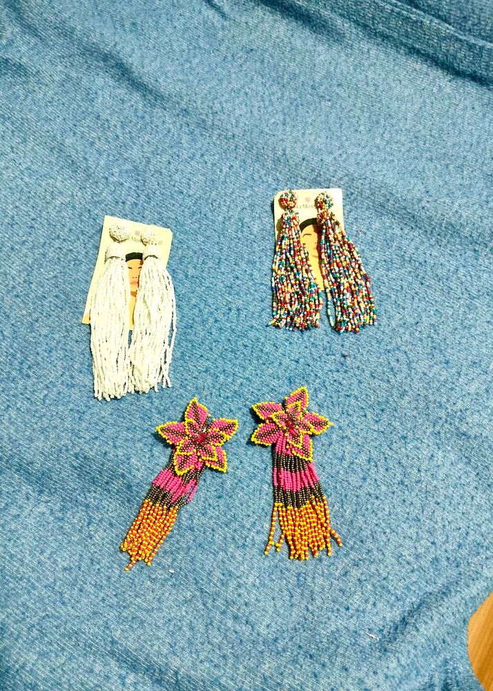 Combo of 3: Boho Beaded Tassel Earrings Set