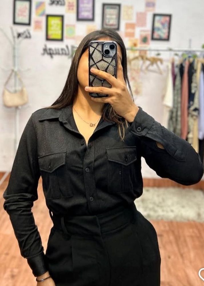 Stylish Black Button-Down Shirt