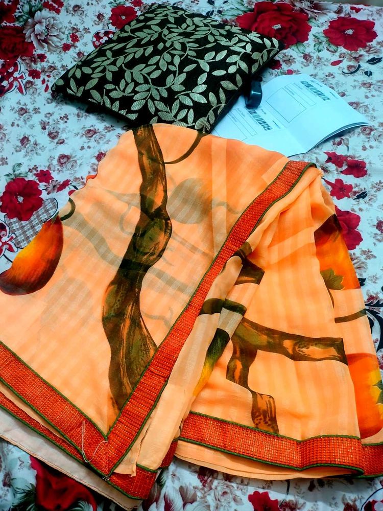 Beautiful Orange Colour Saaree