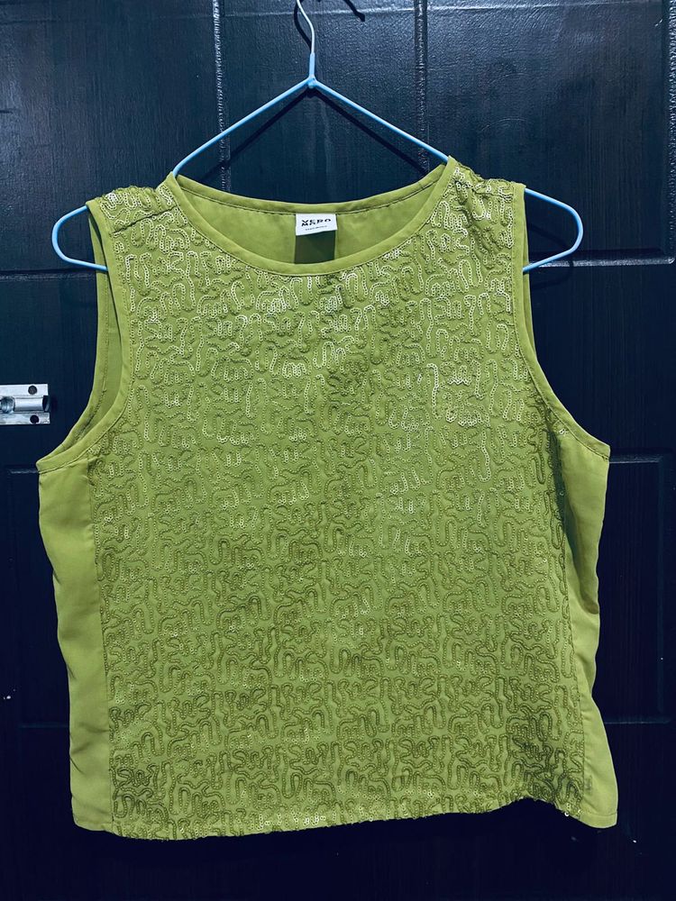 Y2K desi sequence lime green top