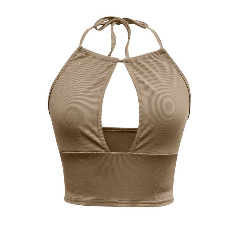 Ribbed Halter Neck Crop Top