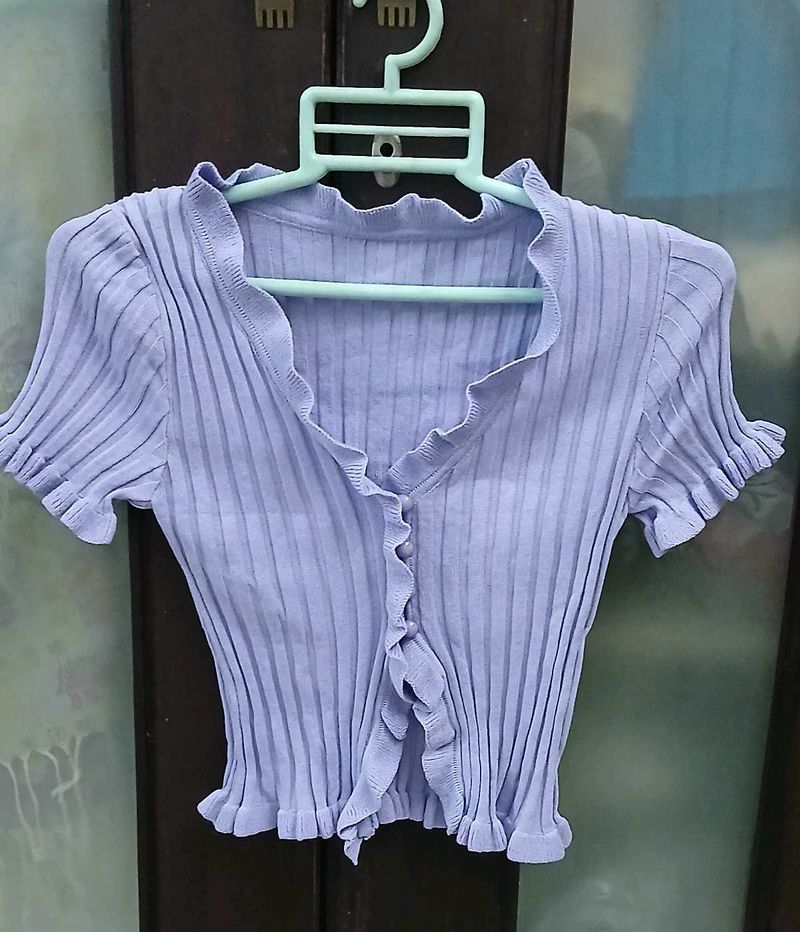 Cute Lavender Ruffled Knit Top