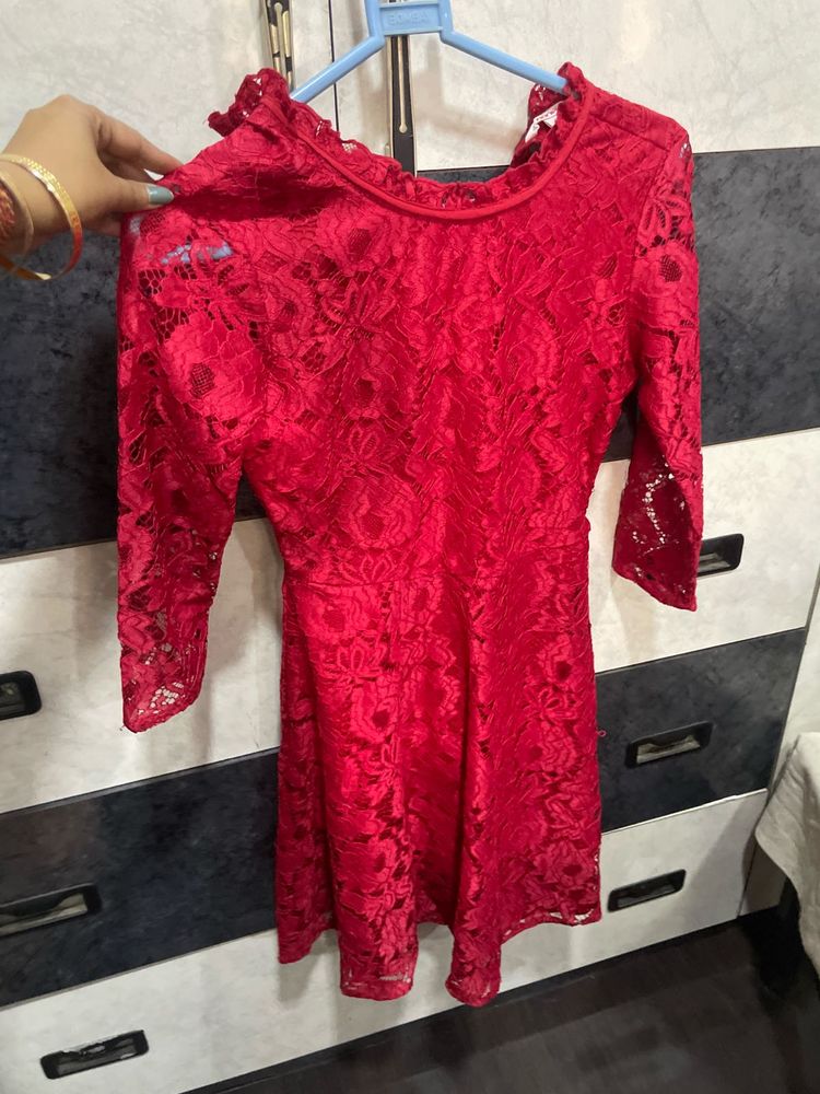 Elegant Red Lace Dress