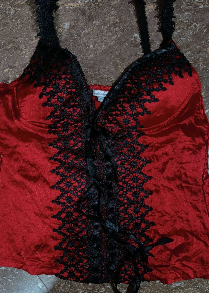 Red &amp; Black Lace Camisole corset Top