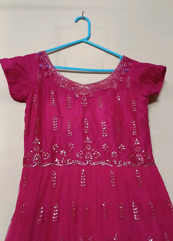 Pink Embroidered Indian Dress