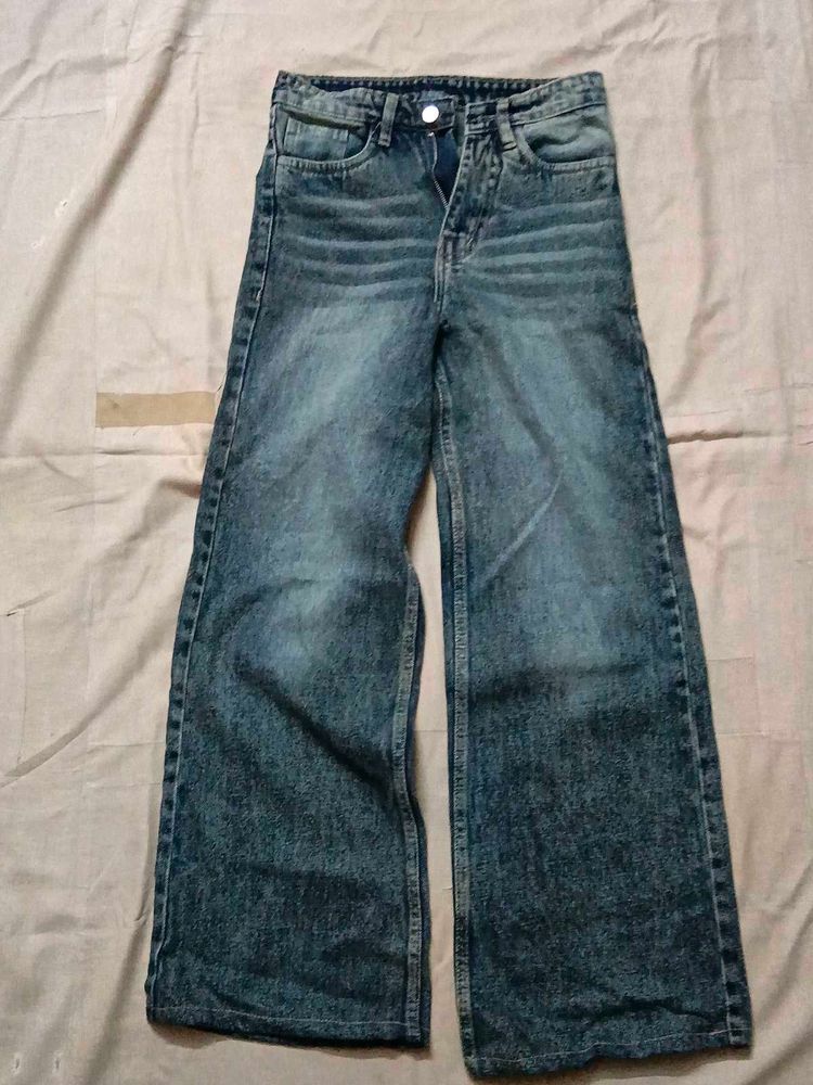 men's Wide Leg Blue Jeans