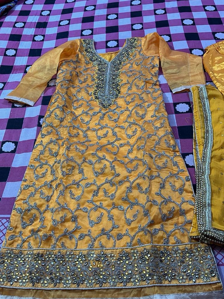 Embellished Yellow Kurta Set