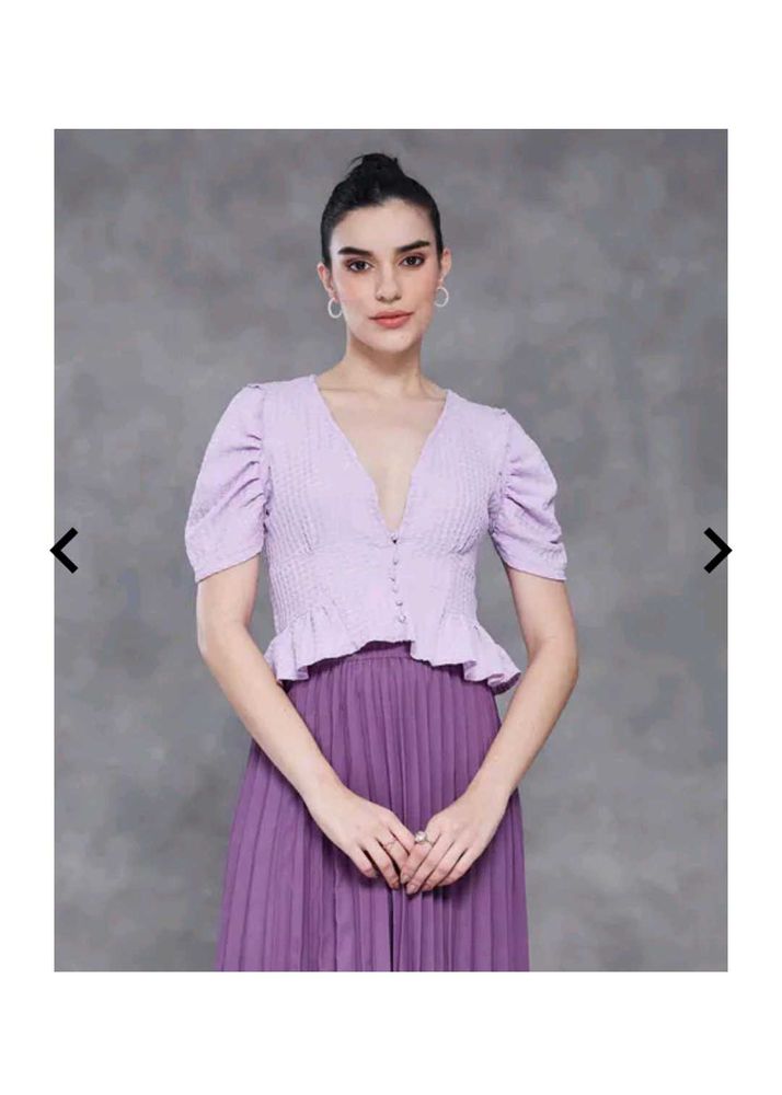 Shein Lilac Ruffle Hem Top