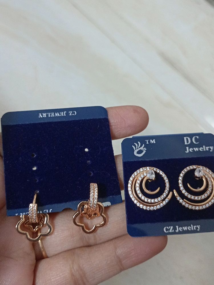 One Gram Gold Cz Earrings