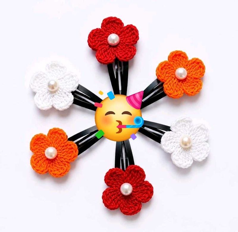 Crocheted Flower Hair Clips (Set of 6)