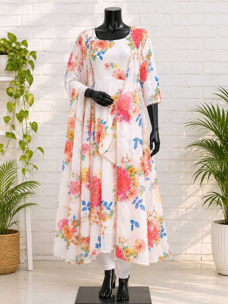 Floral Print Kurta with dupatta