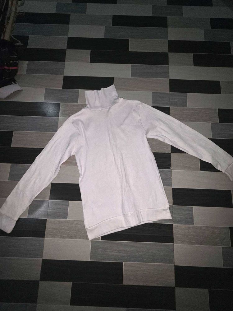 White Turtleneck Long Sleeve Top