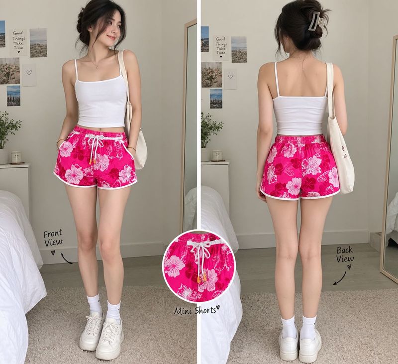 Cute Floral Print Mini Shorts