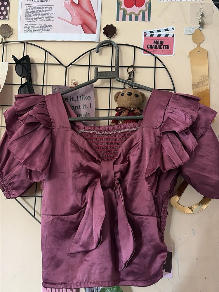 Chic Rose Pink Bow Front Top