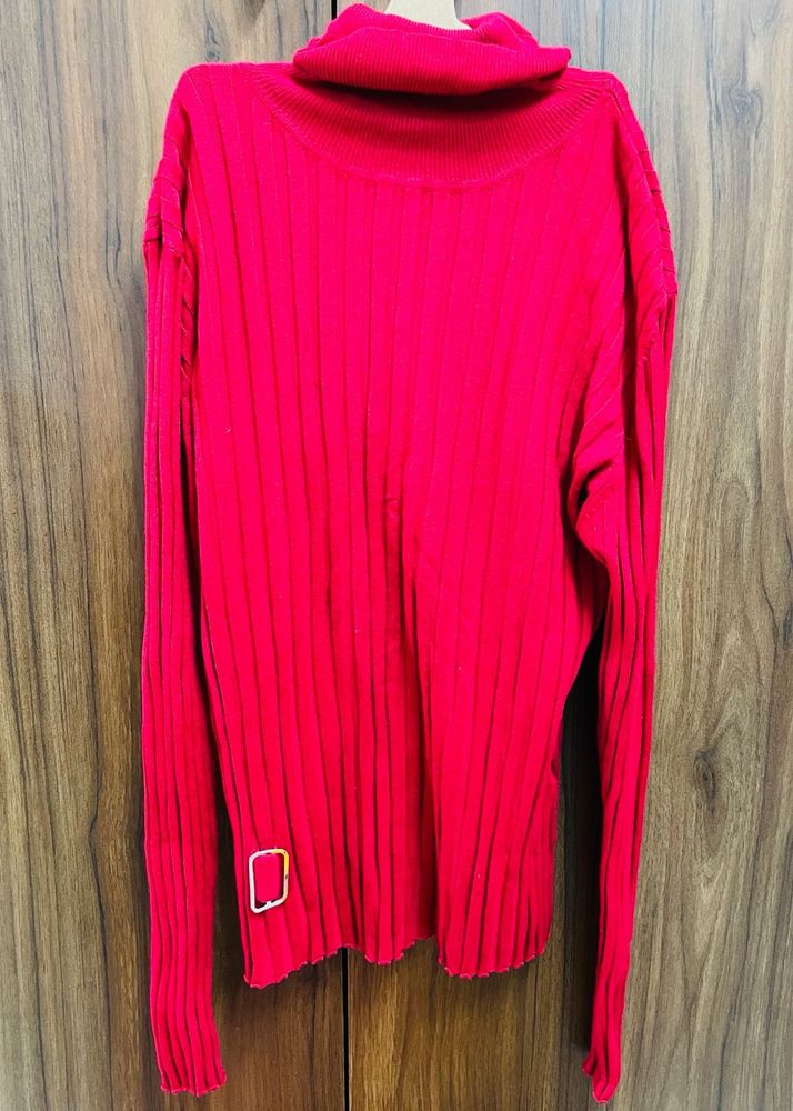 Cozy Red High-Neck Sweater – Gently Used