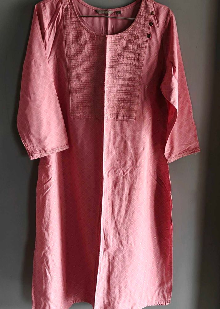 Pink Textured Kurta