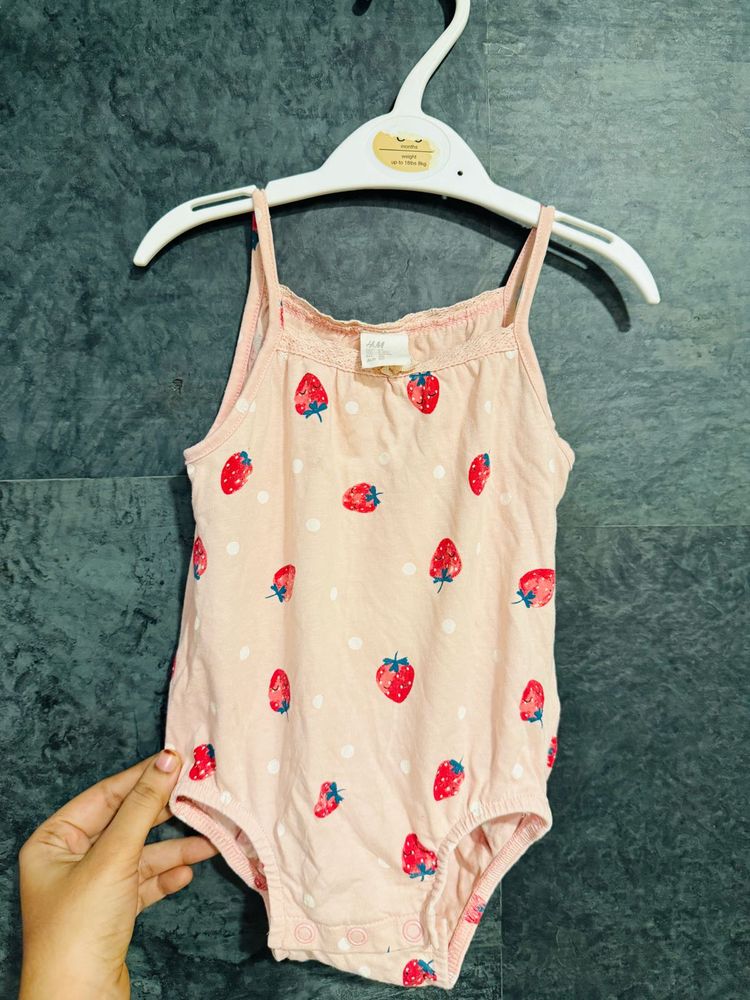 H&amp;M branded Cute Strawberry Print Baby Bodysuit