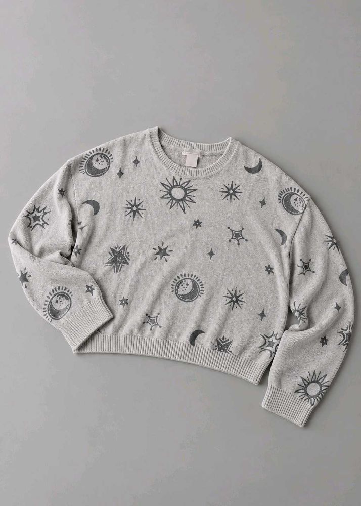 CELESTIAL MOON &amp; SUN PRINT SWEATSHIRT
