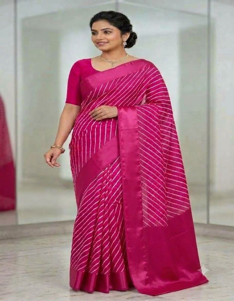 Vibrant Pink Striped Saree