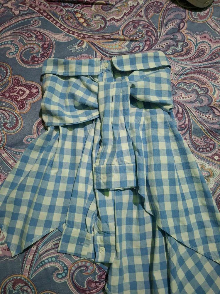 Blue Gingham Bow Dress