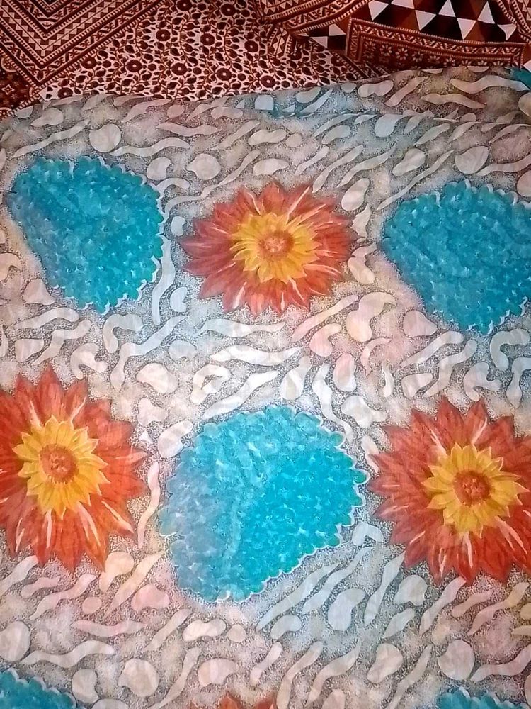 Vibrant Floral Print Saree