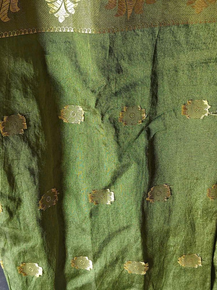 Beautiful Green Saree with Gold Motifs