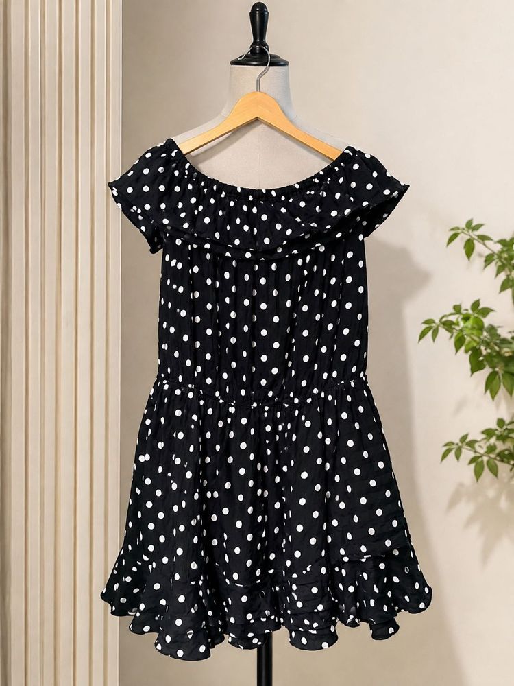 Chic Polka Dot Off-Shoulder Dress
