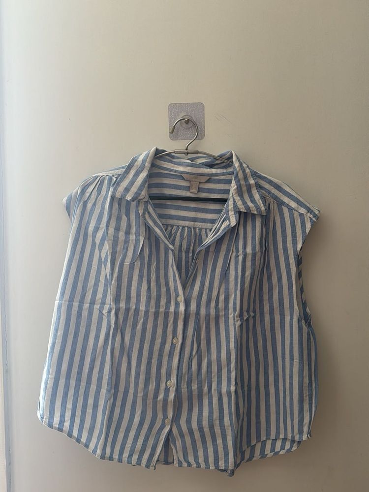 Striped Button-Down Top