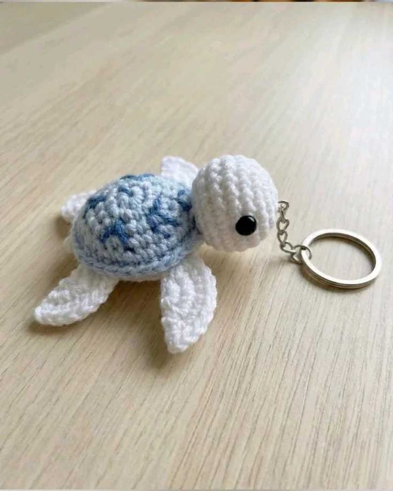 Handmade Crochet Turtle Keychain 😍