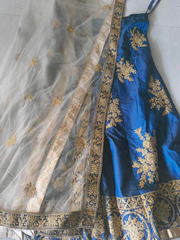 Blue &amp; Gold Lehenga Choli