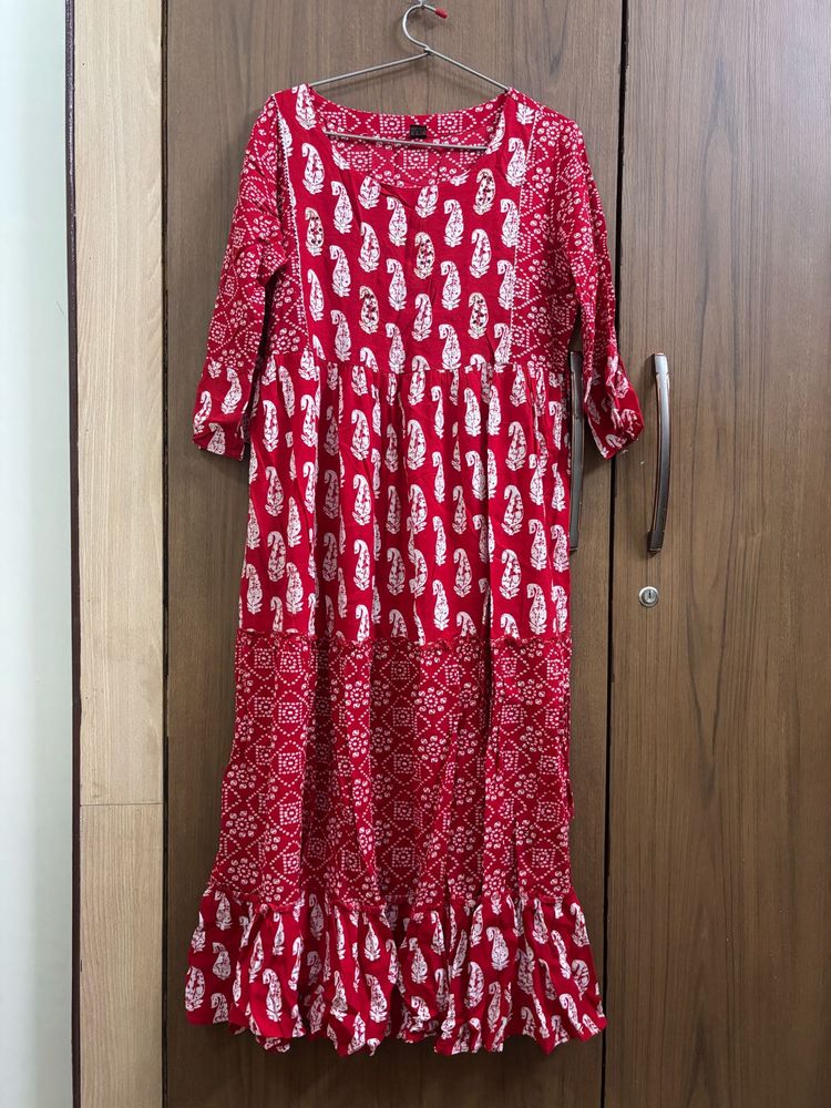 Red Anarkali Kurta Only