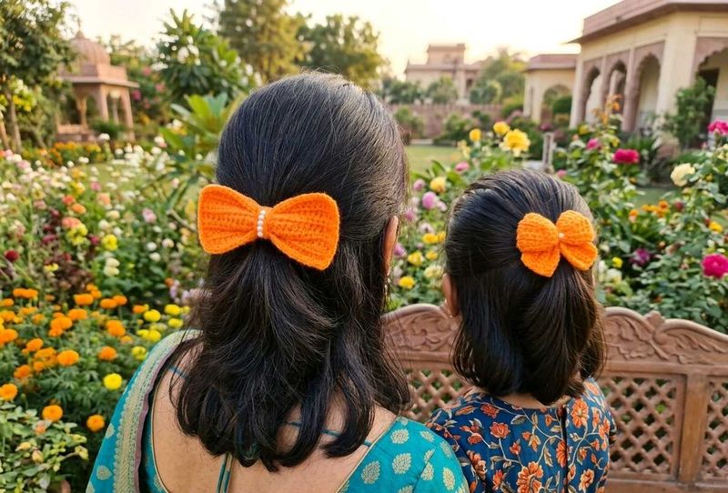 Matching Mother  &amp; Daughter 👭 Crochet Bow Hair Cl