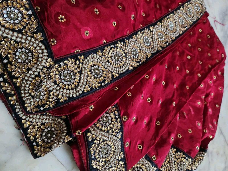 kundan work heavy border saree