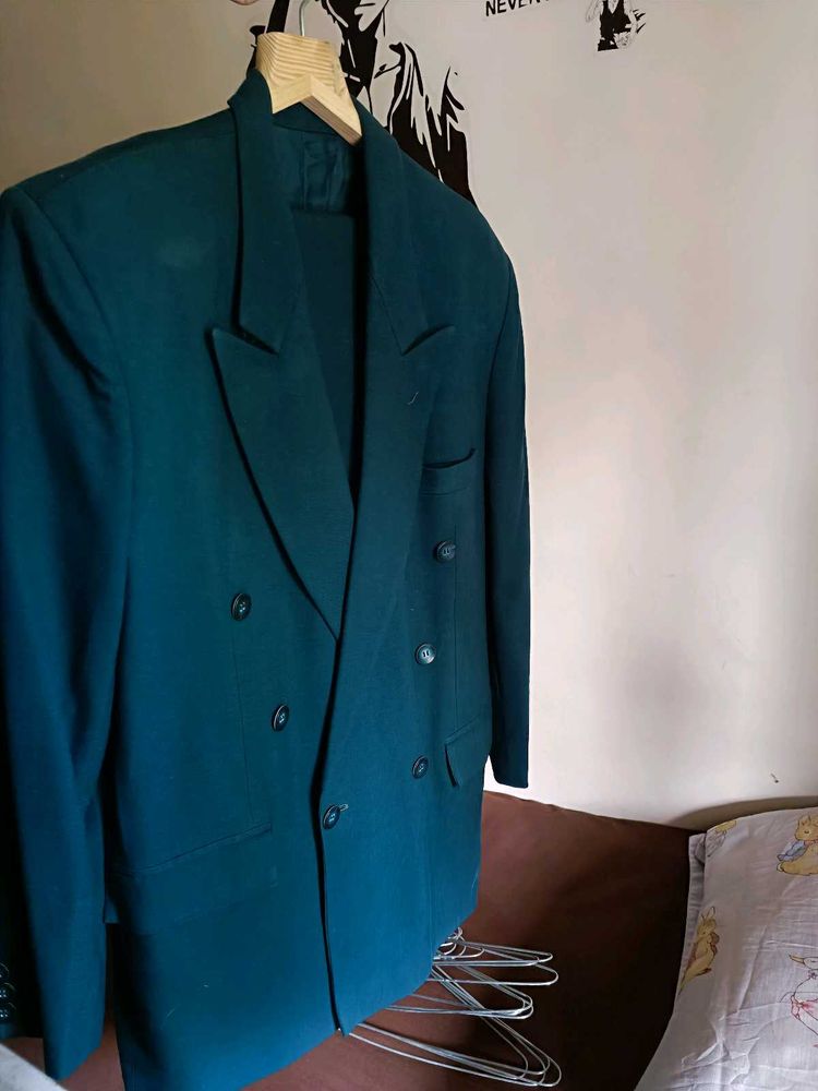 Men's Navy blue Double-Breasted Suit Jacket