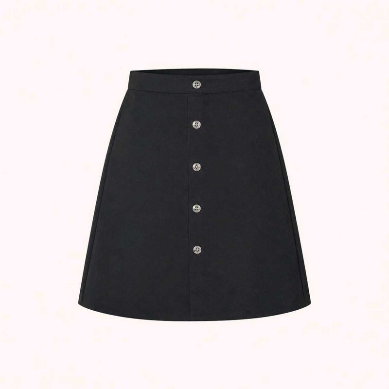 Chic Black Button-Front Skirt