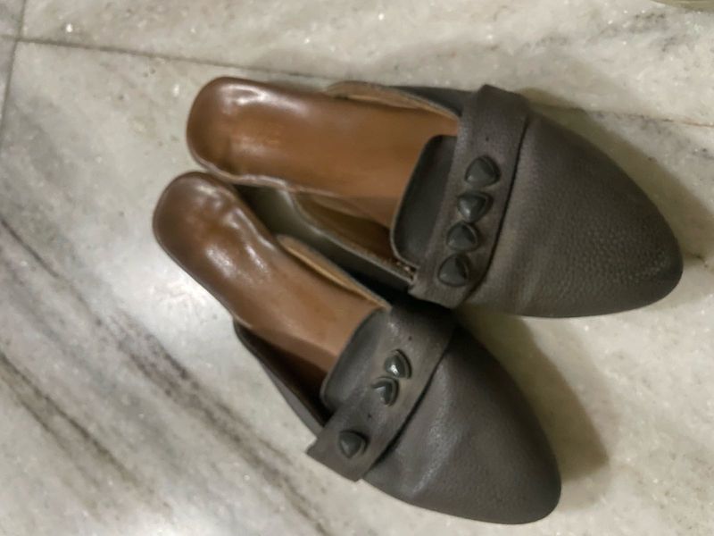 Stylish Grey Mules with Studs