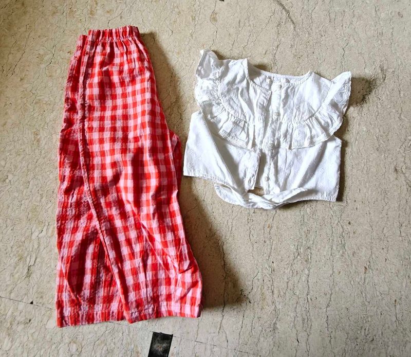 Gingham Pants and White crop top