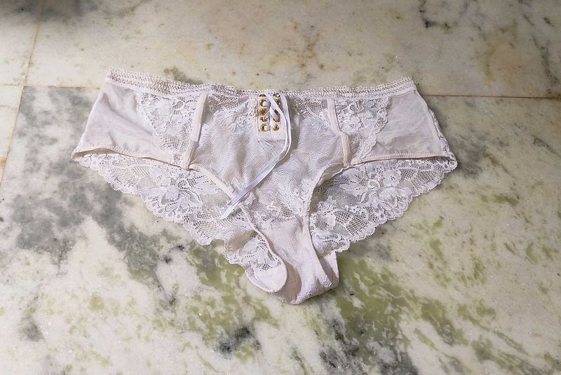 Lace Up Briefs with Floral Detail