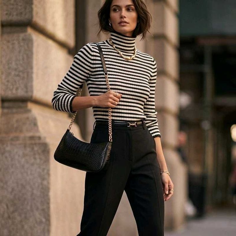 Turtleneck Top black and white
